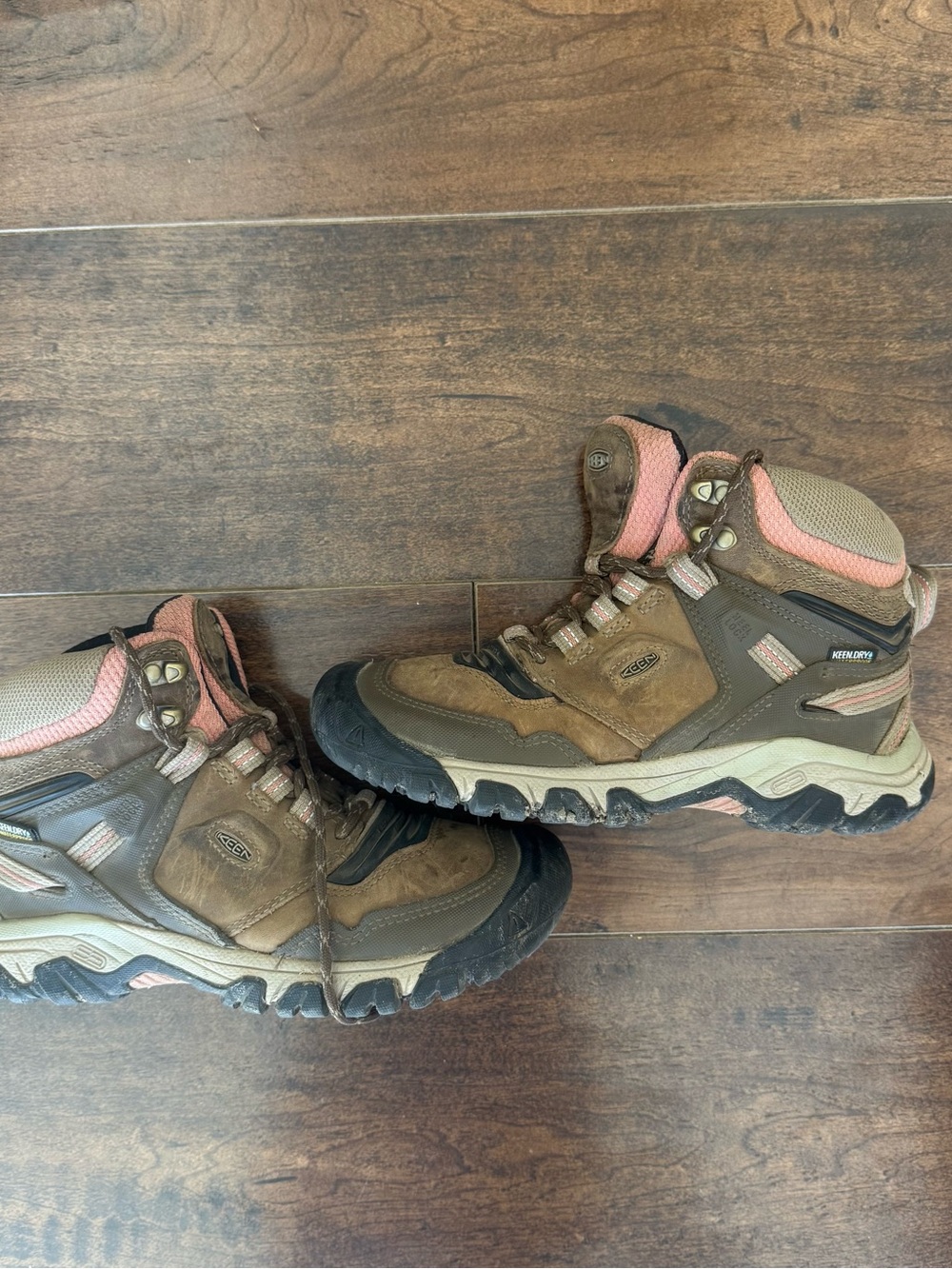 KEEN Brown and Pink Hiking Boots - Picture 1 of 5